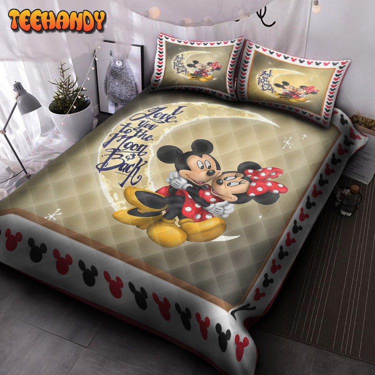 Mickey And Minnie Love Moon And Back Quilt Bed Sets For Fan