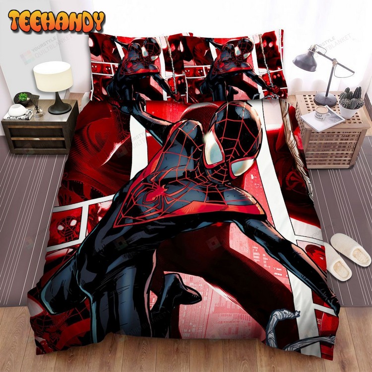 Miles Morales Spider-Man In Comics Art Background Bed Sets For Fan