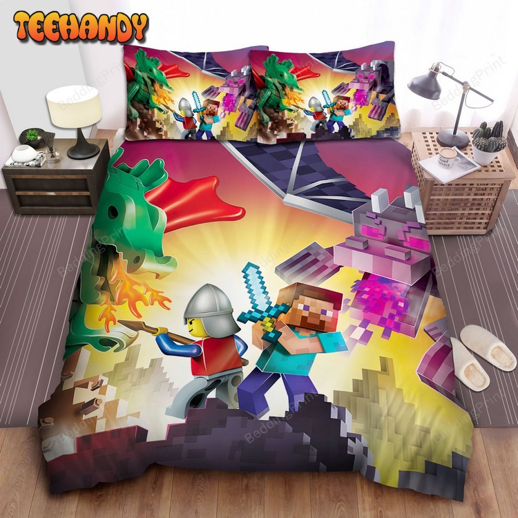 Minecraft And Lego Warriors Fighting Monsters Bed Sets For Fan