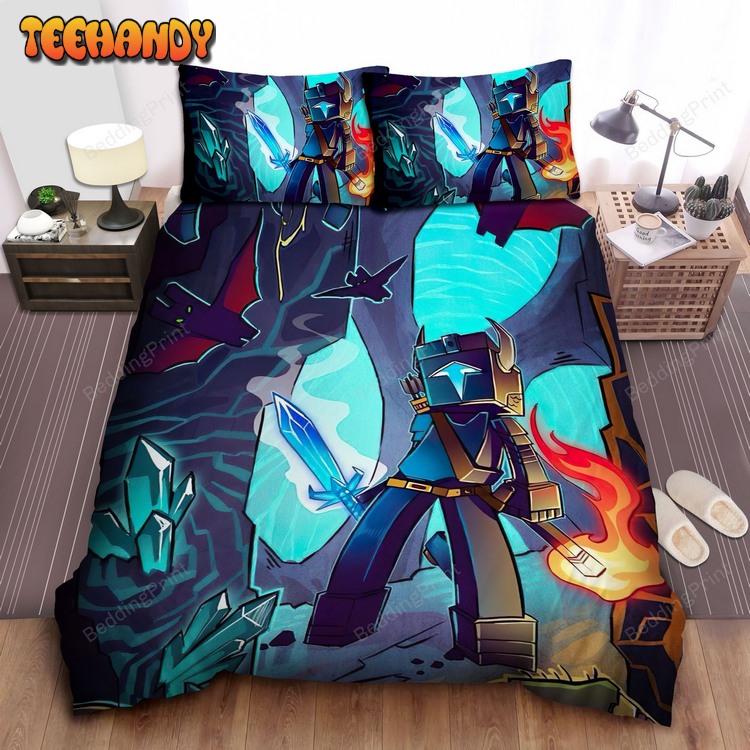 Minecraft Black Warrior With Crystal Sword Bed Sheets Duvet Cover Bedding Sets