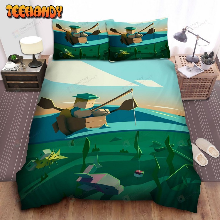 Minecraft Sleeping Fishing Illustration Bed Sets For Fan