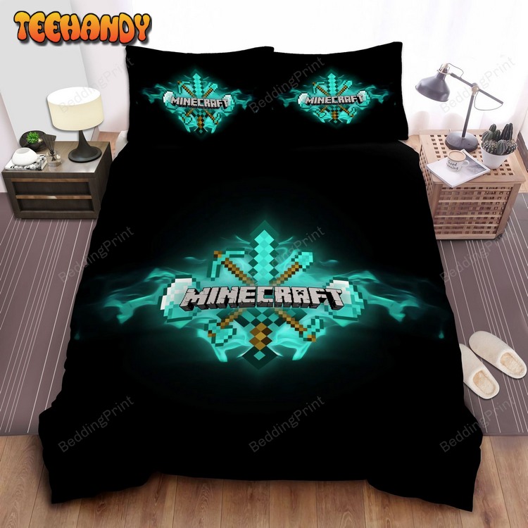 Minecraft Turquoise Logo Bed Sets For Fan