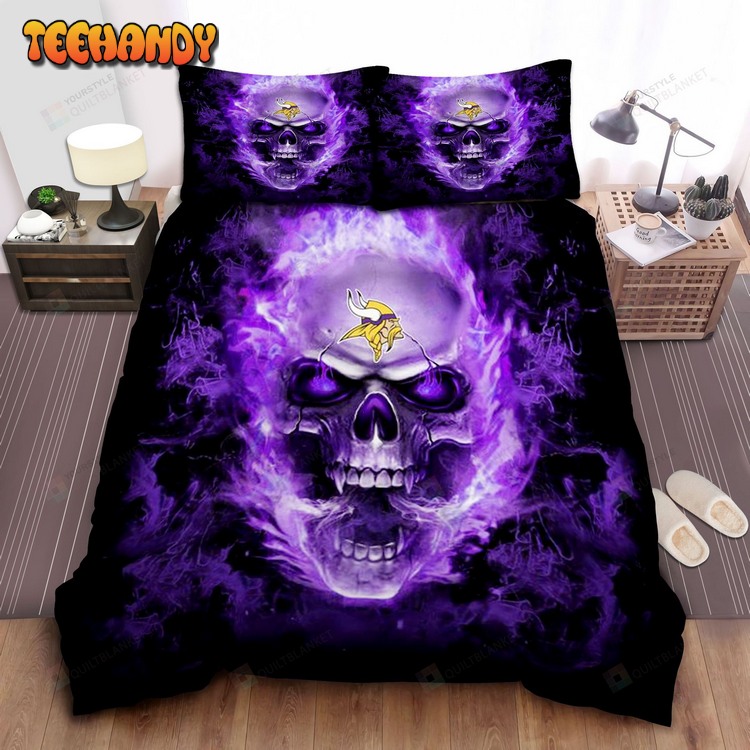 Minnesota Vikings Skull v2 Bed Sets For Fan