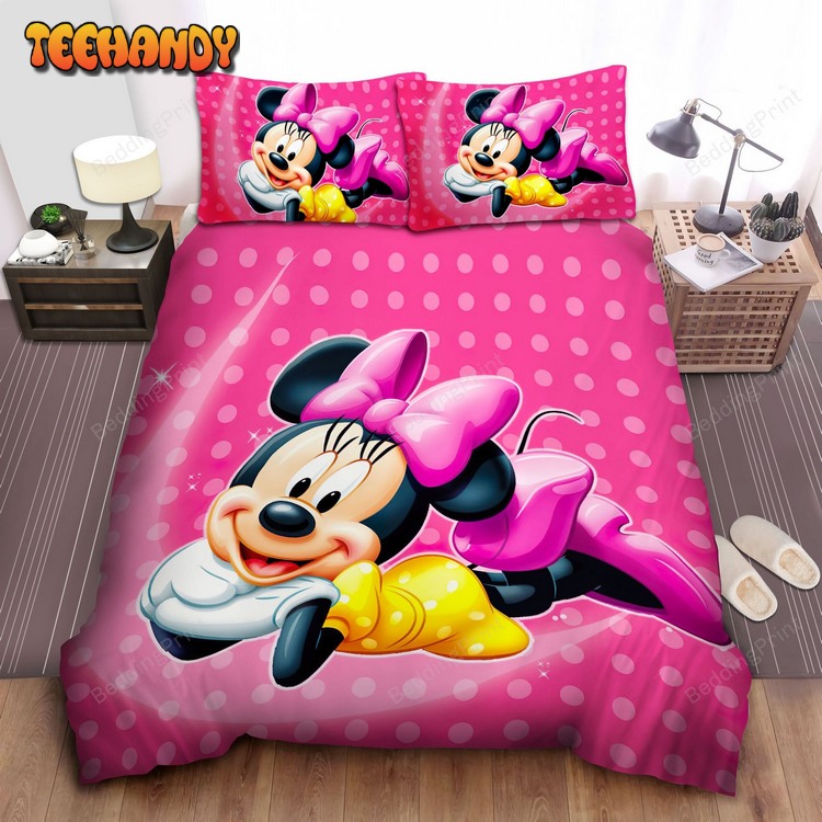 Minnie Mouse In Yellow Polka Dot Dress Bed Sets For Fan