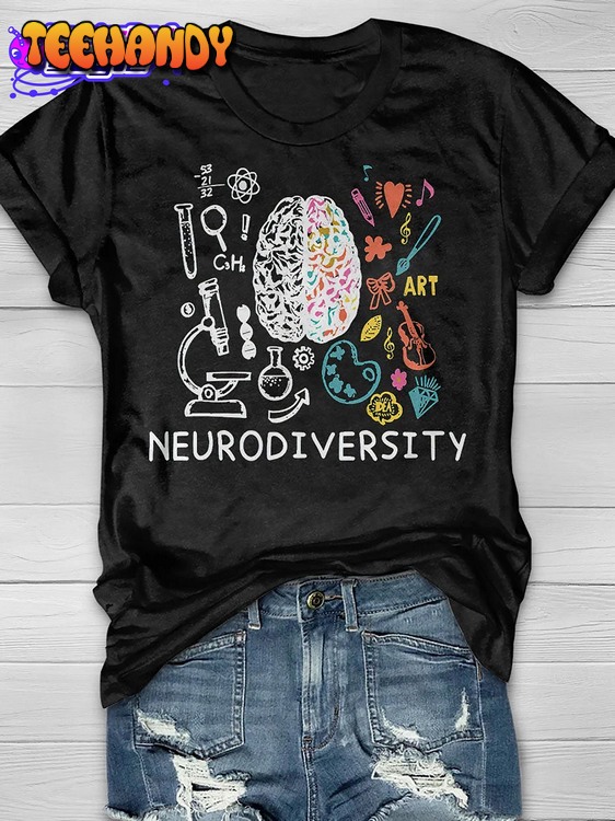 Neurodiversity Rainbow Brain Print T-shirt