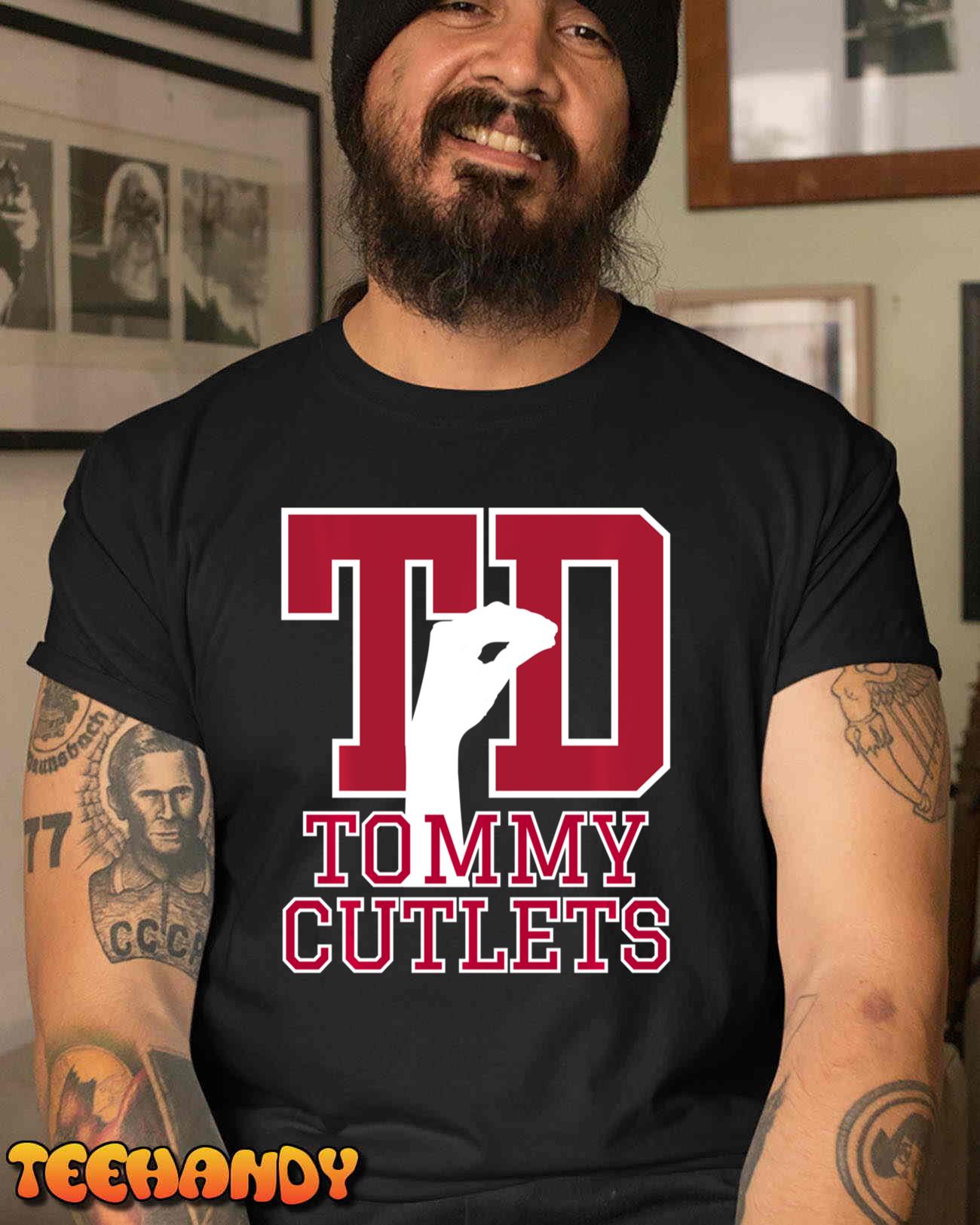 NY Italian Hand Gesture Tommy Cutlets Football Quarterback Long Sleeve T-Shirt