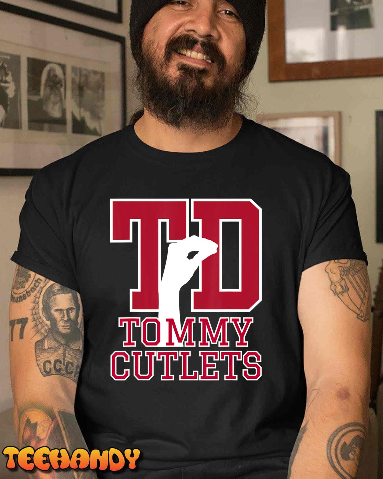 NY Italian Hand Gesture Tommy Cutlets Football Quarterback T-Shirt
