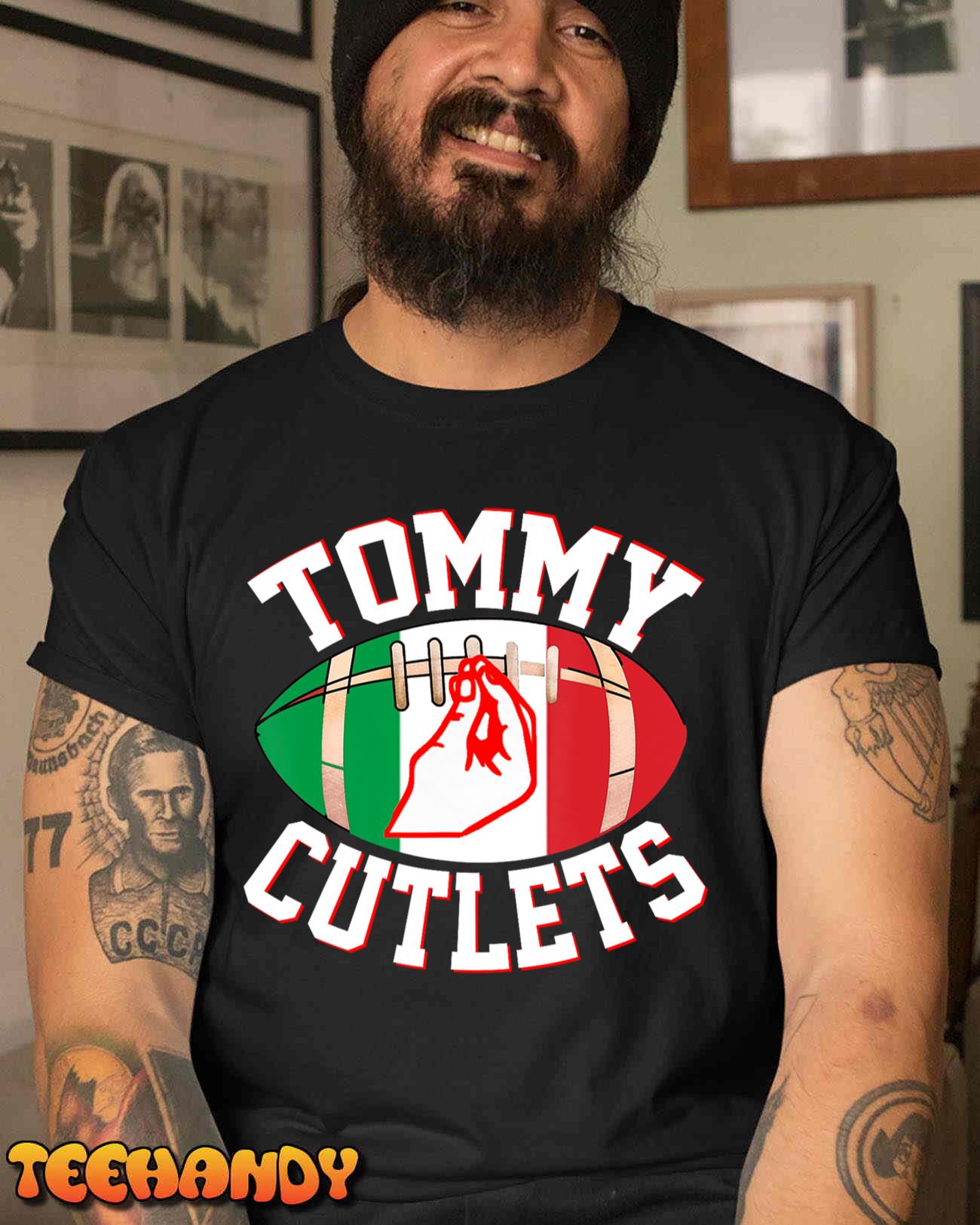 NY Italian Hand Gesture Tommy Cutlets Football Quarterback T-Shirt