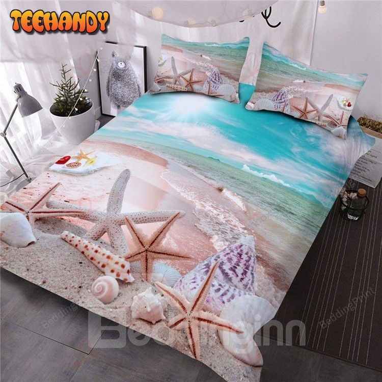 Ocean Starfish Seashells Convenient Cleaning Bed Sets For Fan