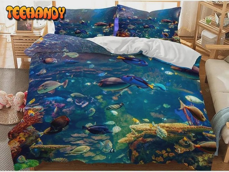 Ocean World Printed Bed Sheets Duvet Cover Bed Sets For Fan