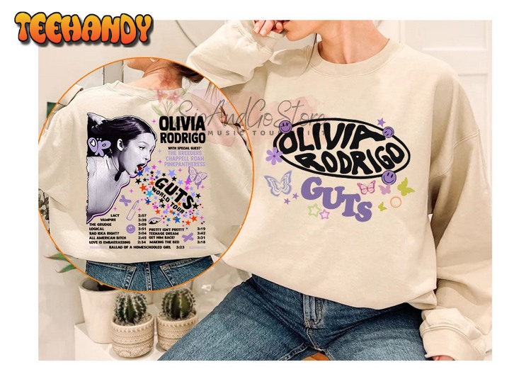 Olivia Rodrigo GUTS  Album T-Shirt, Guts Olivia Track List Shirt