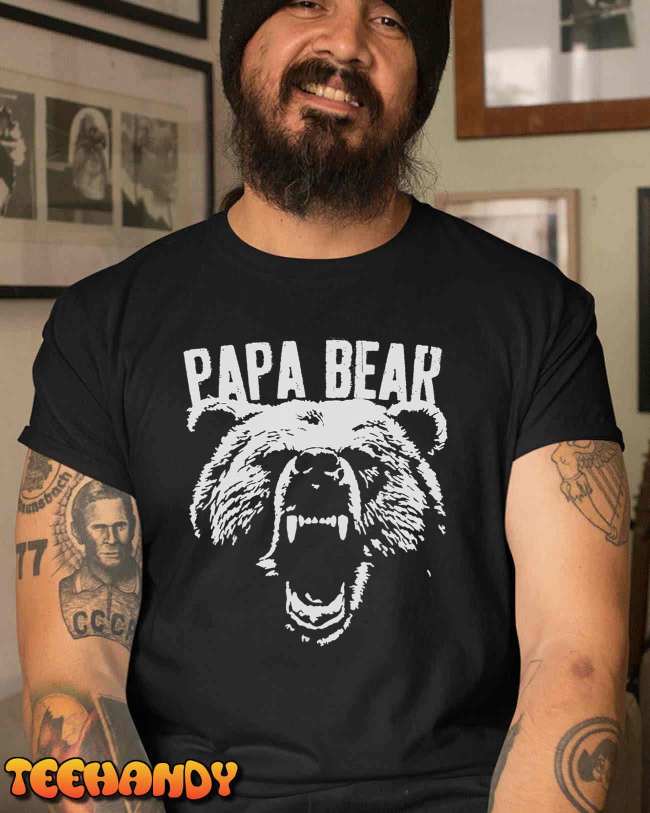 Papa Bear Best Dad Fathers Day Father Pop Men Vintage Gifts T-Shirt