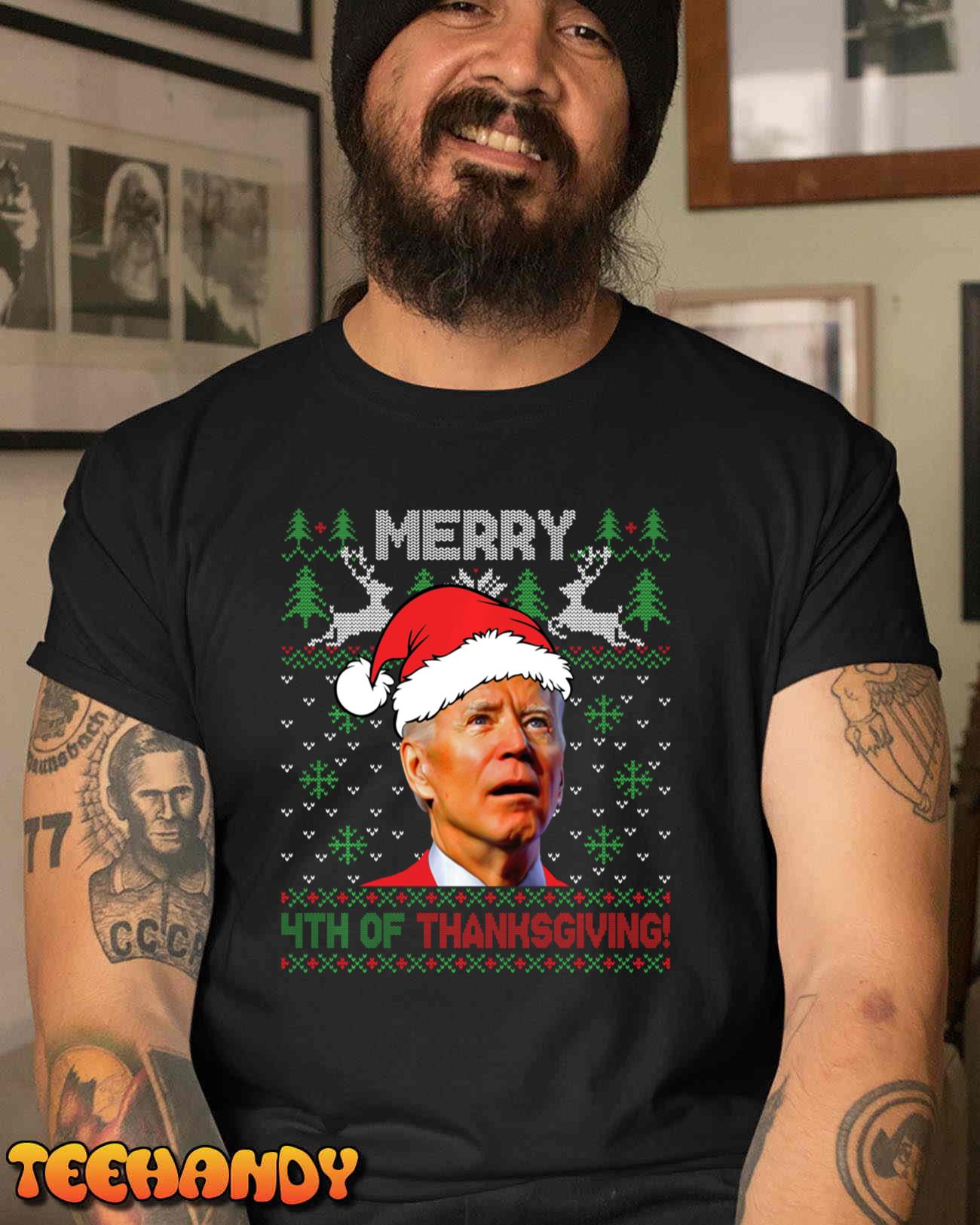 Santa Joe Biden Merry Thanksgiving Ugly Christmas Sweater Sweatshirt