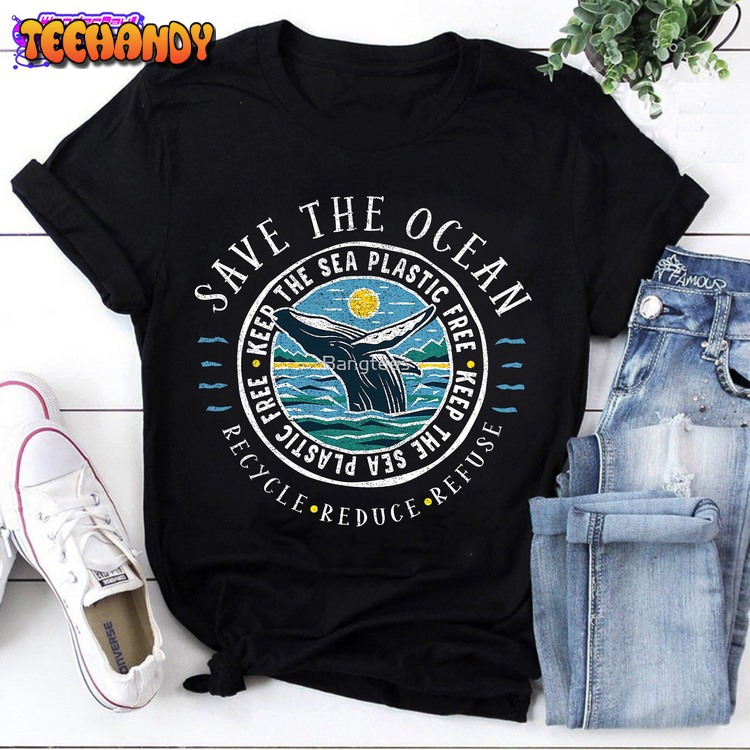 Save The Ocean Keep The Sea Plastic Free Humpback Whale Unisex T-Shirt