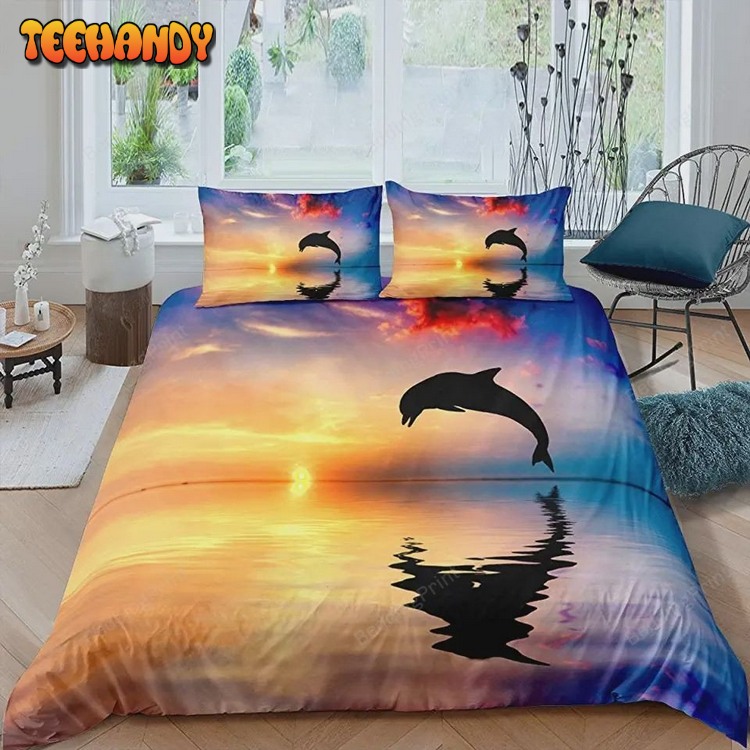 Sea Dolphin Cover Set Abstract Animal Bed Sets For Fan