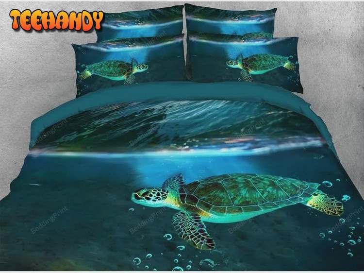 Sea Turtle and Dark Blue Sea Soft Warm Bed Sets For Fan