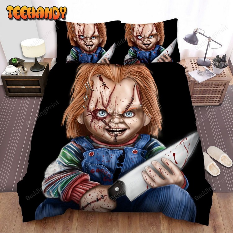 Seed Of Chucky Holding A Knife Bed Sets For Fan