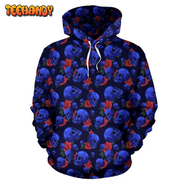 Skull Roses Neon Design Themed Print Pullover 3D Hoodie