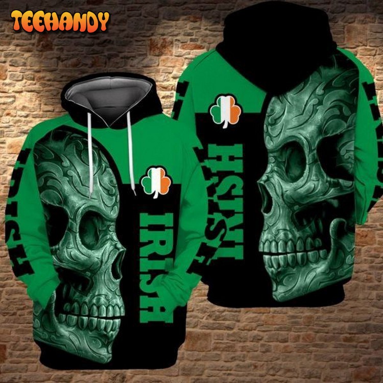 Skull Saint Patrick S Day Skull All Over Printed 3D Hoodie