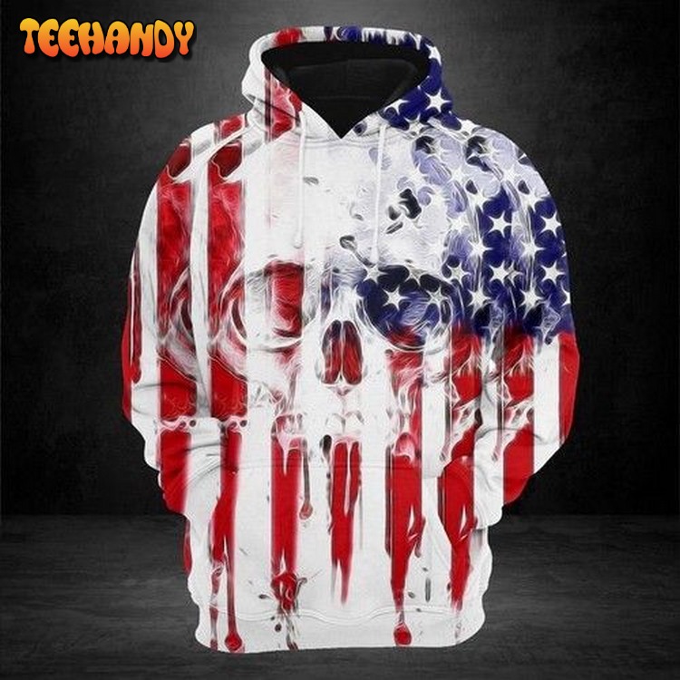 Skull Usa Flag Pattern 3d Hoodie For Men For Women Hoodie