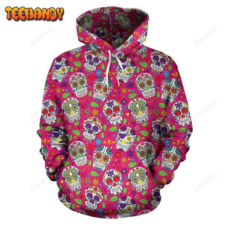 Sugar Skull Skeleton Girly Floral Pirate Pattern 3D Hoodie