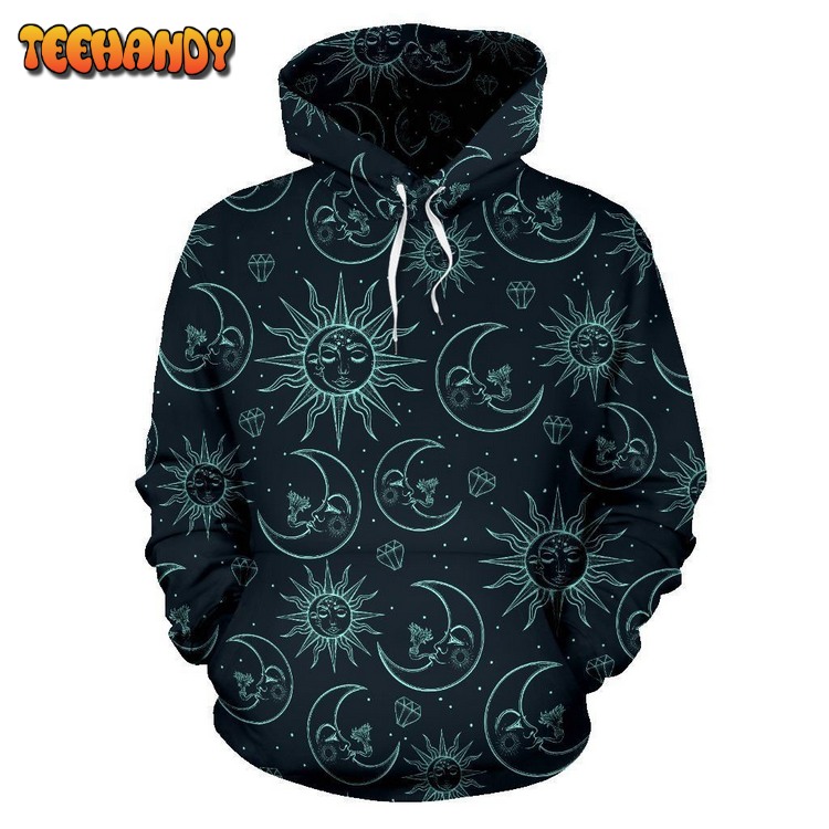 Sun Moon Magic Design Themed Print Pullover 3D Hoodie