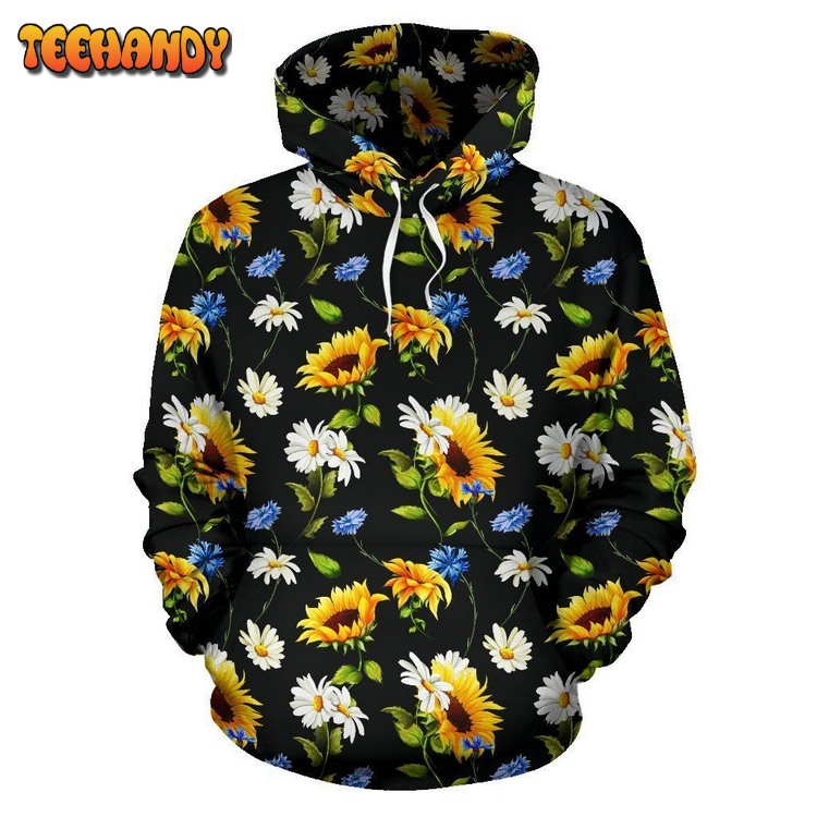 Sunflower Chamomile Bright Color Print Pullover 3D Hoodie