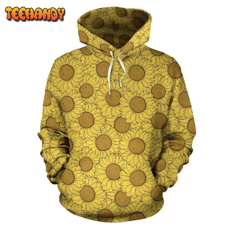 Sunflower Drawing Print Pattern All Over Graphic 3D Hoodie