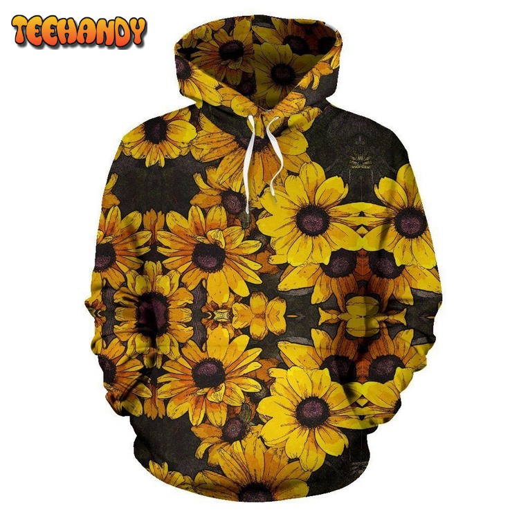 Sunflower Print Pattern All Over Graphic 3D Hoodie