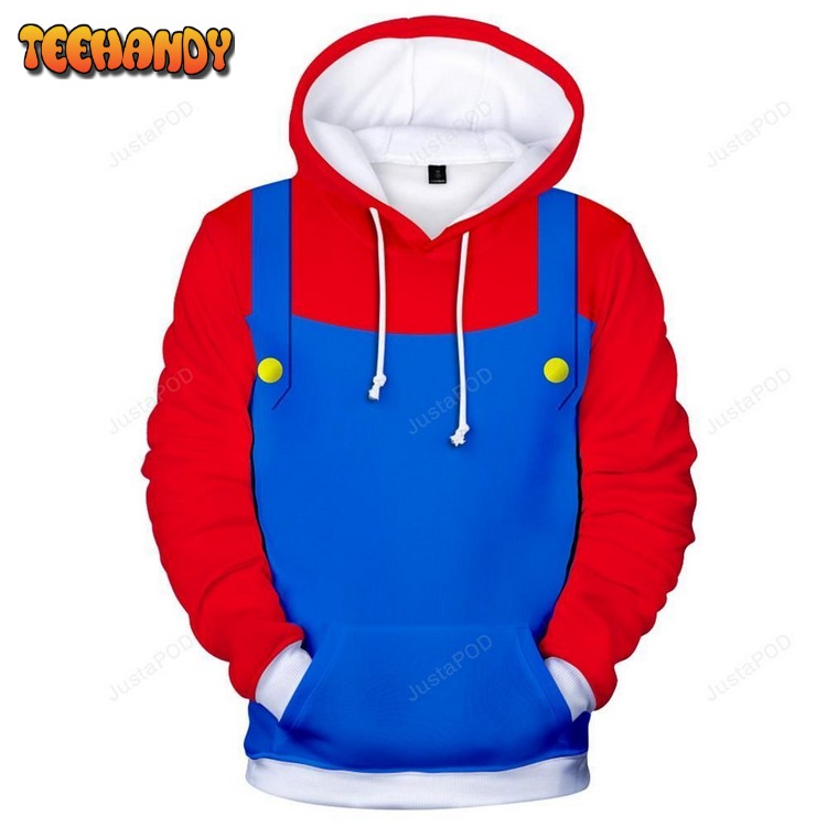 Super Mario Brothers Red Costume 3D Hoodie