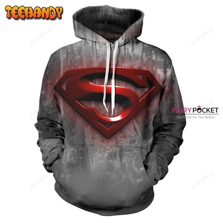 Superman Grey Pullover 3D Hoodie