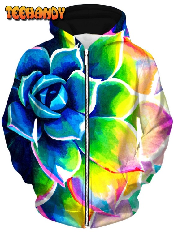 Supp Succulent Unisex Zip-Up Pullover 3D Hoodie