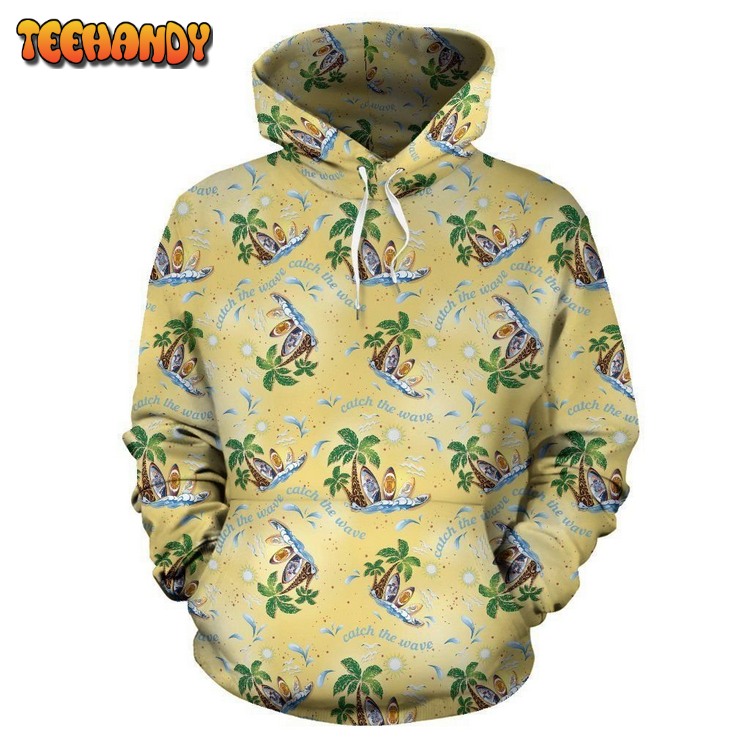 Surf Catch the Wave Design Pullover 3D Hoodie