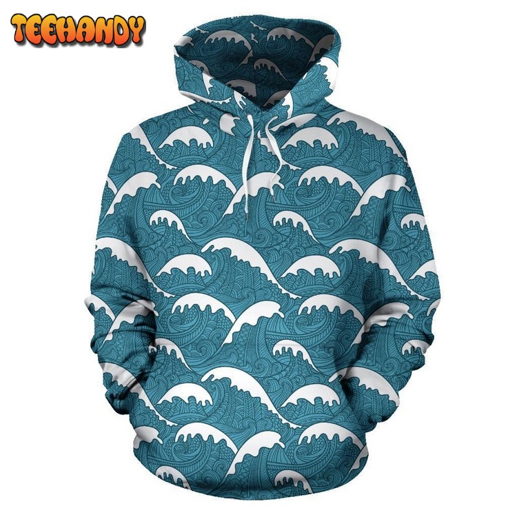 Surf Wave Tribal Design Pullover 3D Hoodie