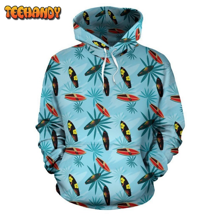 Surfboard Themed Pattern Pullover 3D Hoodie