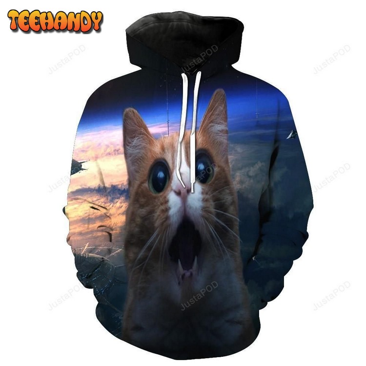 Surprised Cat Pullover 3D Hoodie