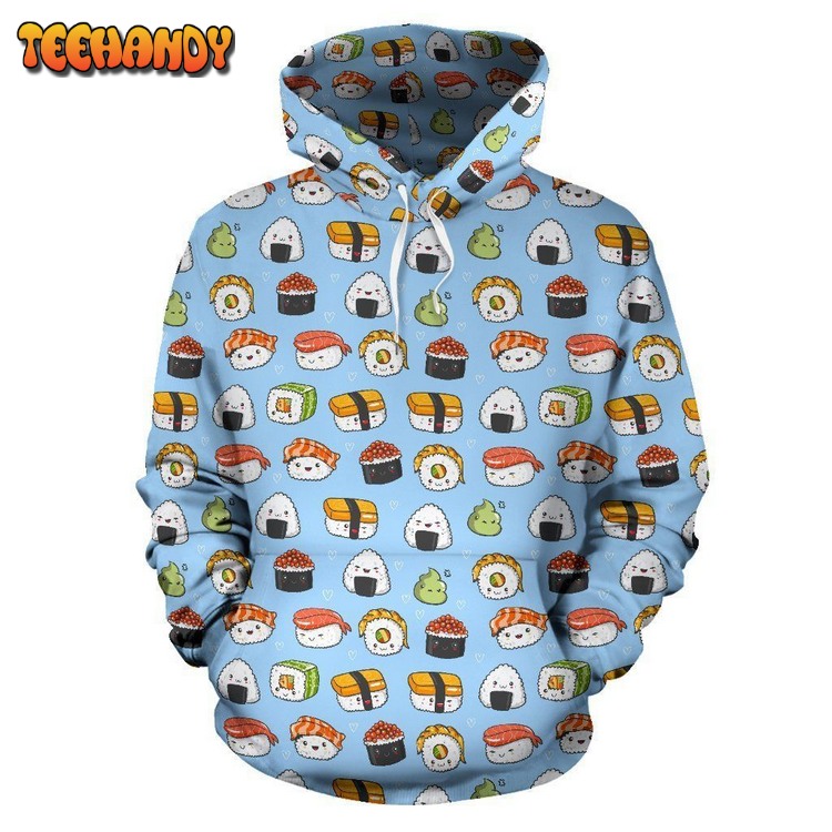 Sushi Cartoon Design Pullover 3D Hoodie