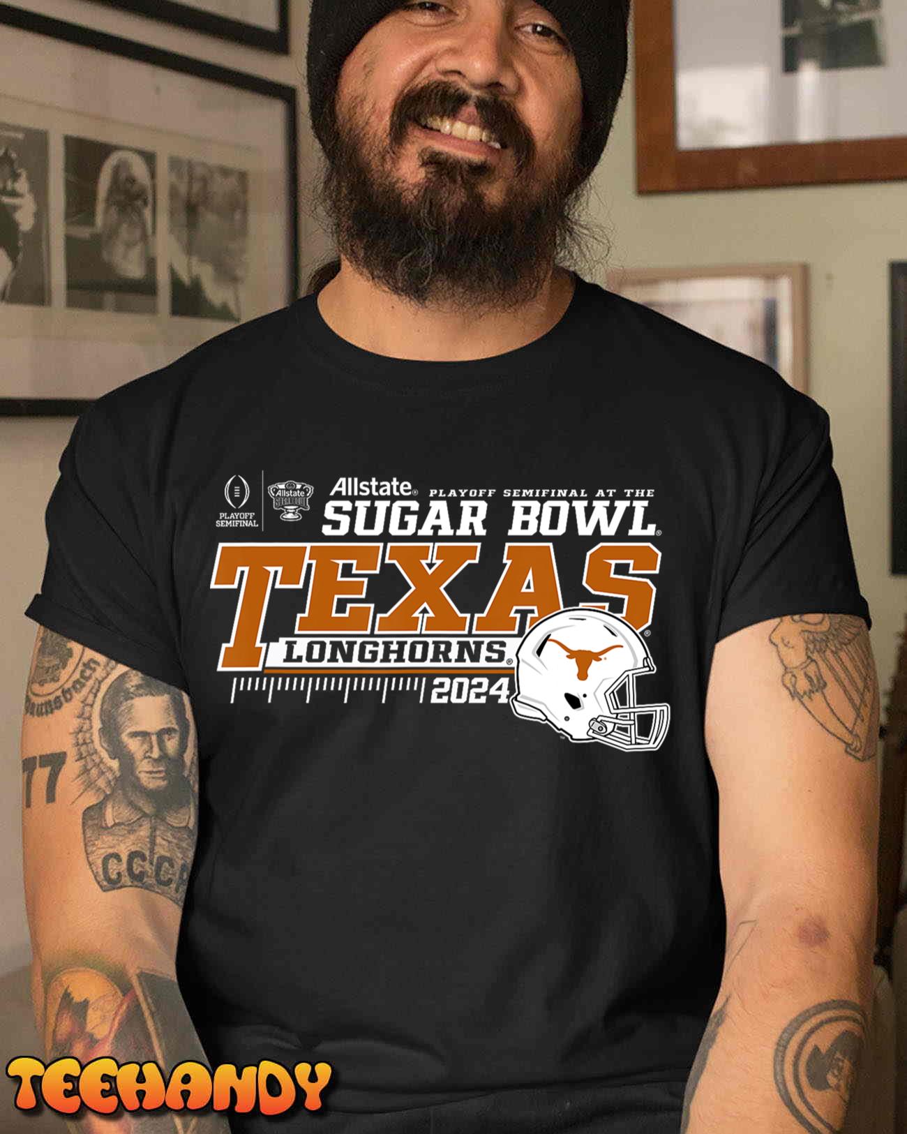 Texas Longhorns Sugar Bowl 2024 CFP Semi Football Helmet T-Shirt