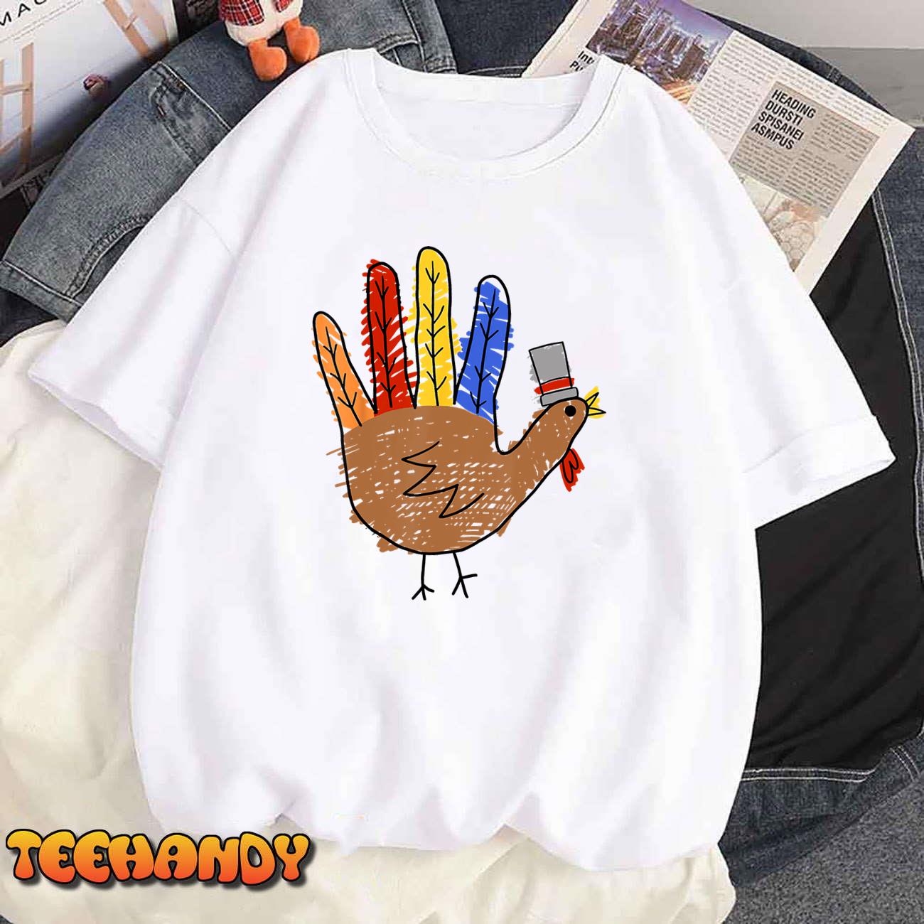 Thanksgiving Hand Turkey Funny Thanksgiving Teacher Thankful T-Shirt