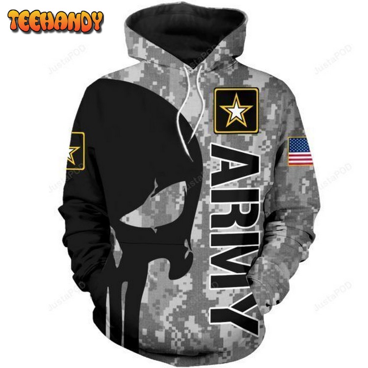 US Army Skull Men and Women Pullover 3D Hoodie