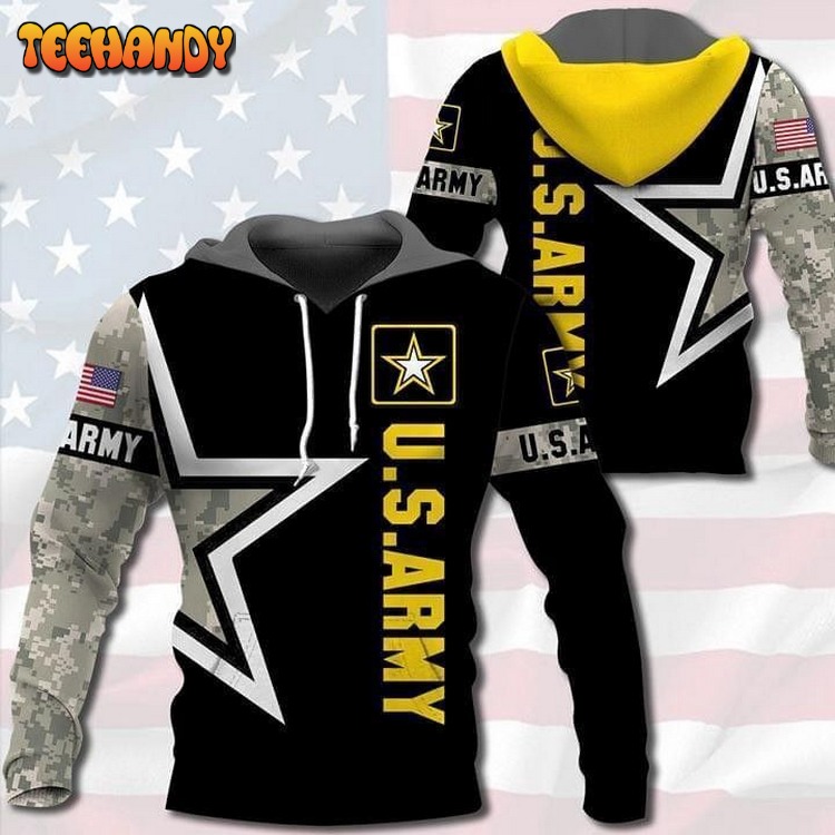 Us Army Star Pullover And Zip Pered Pullover 3D Hoodie