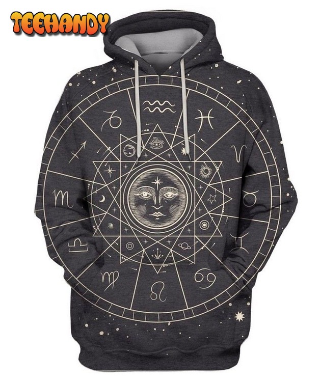 VECTOR ILLUSTRATION SET OF MOON PHASES Pullover 3D Hoodie