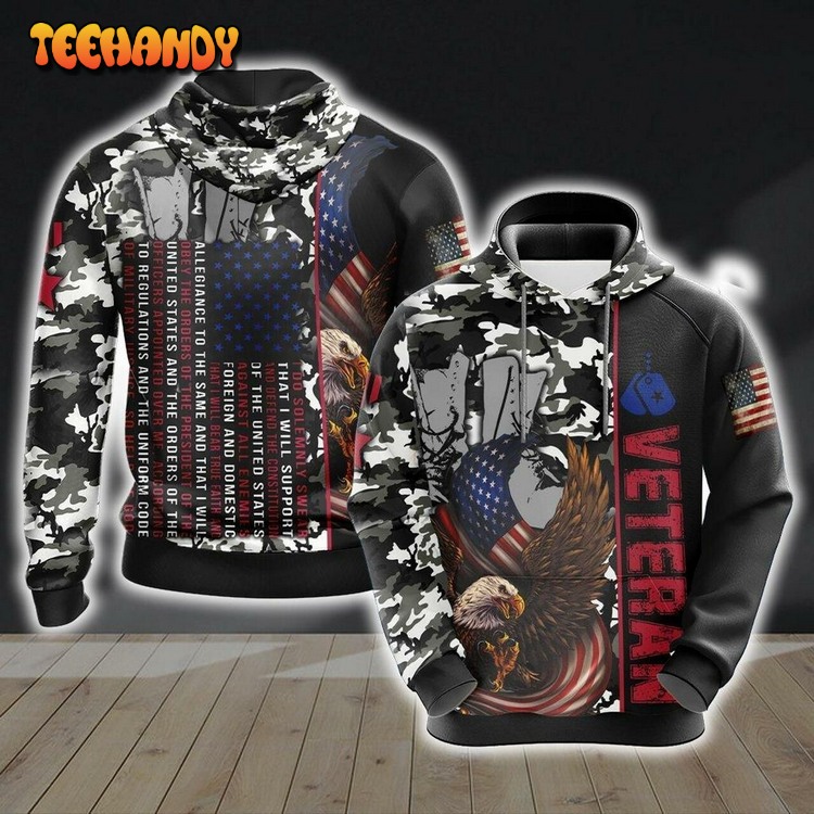 Veteran 3D Hoodie All Over Print Pullover 3D Hoodie