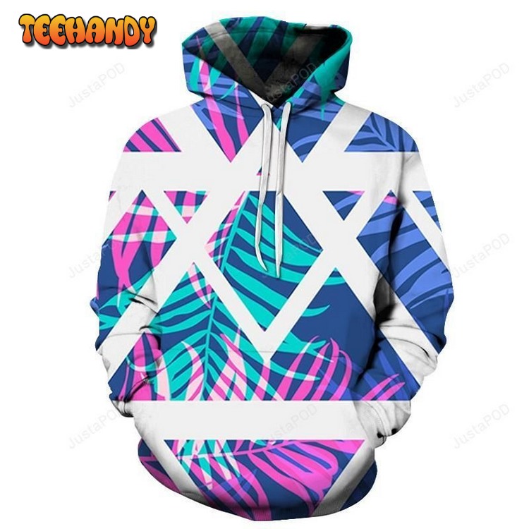 Vibrant Palm Leaves 3D Pullover 3D Hoodie