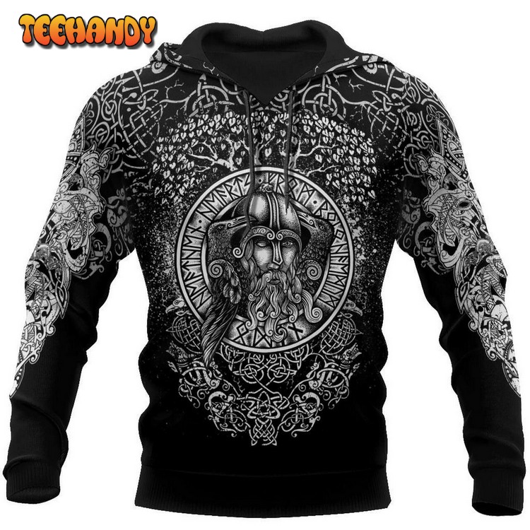 Viking Odin All Over Hoodie Art All Over Print Pullover 3D Hoodie