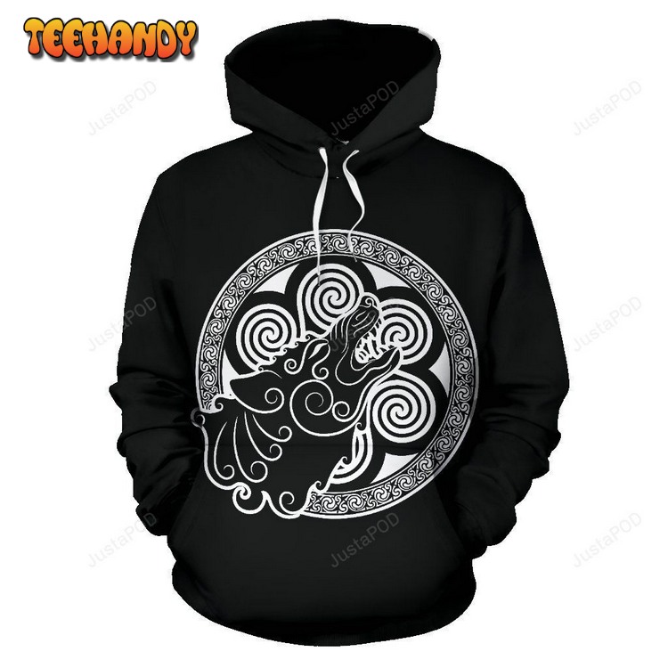 Viking Odin Fenrir lf Print All Over Graphic Pullover 3D Hoodie