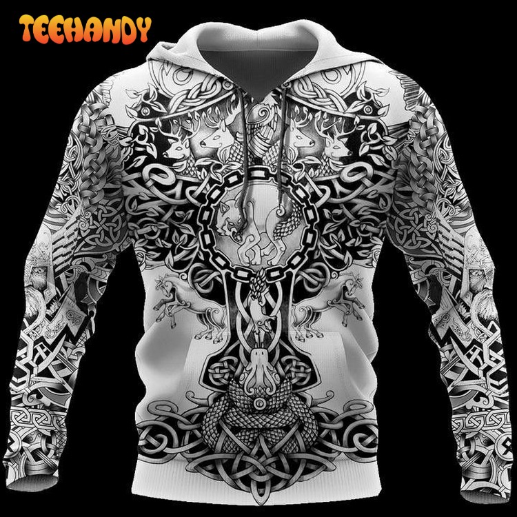 Viking Patern 3D Hoodie All Over Printed Pullover 3D Hoodie