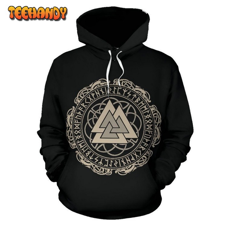 Viking Walknut Symbol Print All Over Graphic Pullover 3D Hoodie