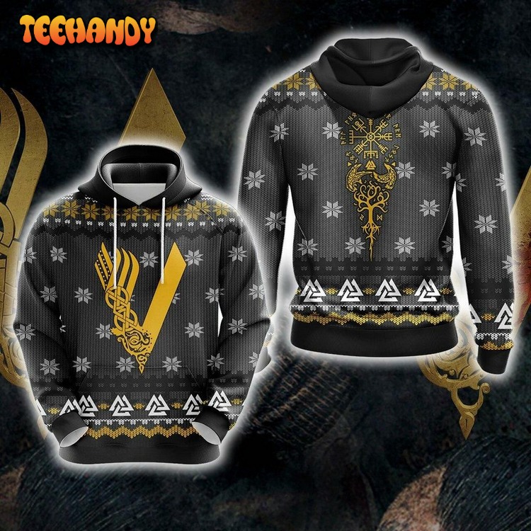 Vikings Knitting Style Unisex Pullover 3D Hoodie