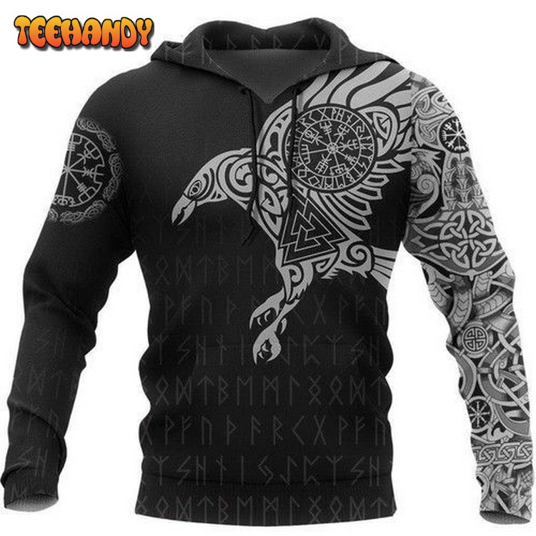 Vikings The Raven Of Odin Tattoo Special A7 Pullover 3D Hoodie